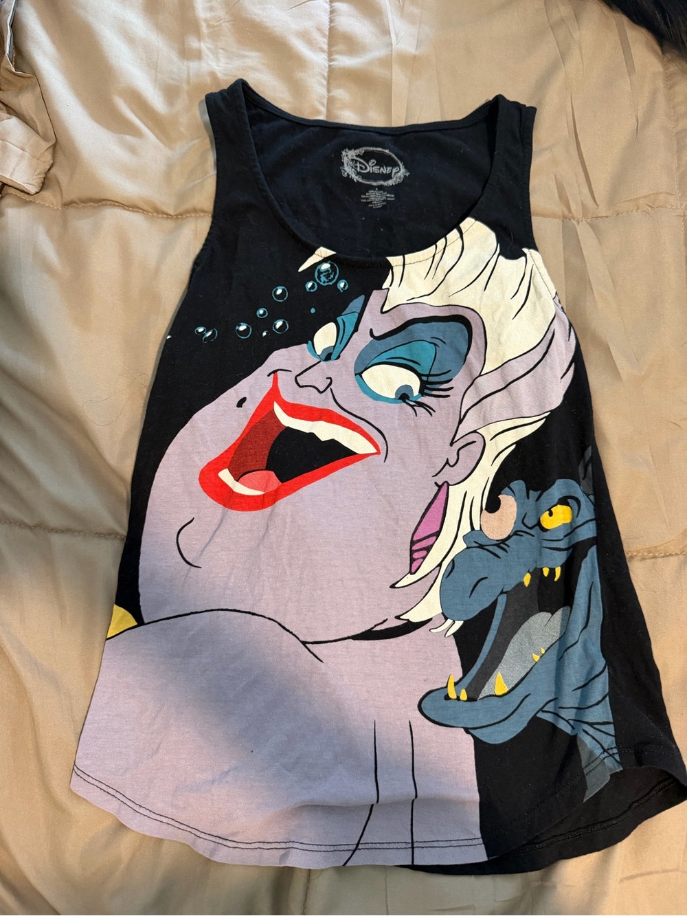 Disney Black Tank Top with Purple, Red & Blue Villain Graphic